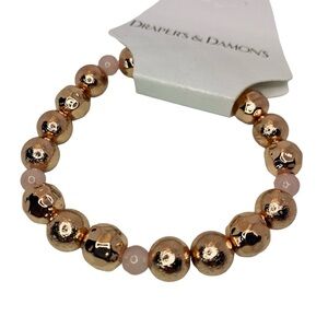 Draper’s & Damon’s Rose Gold Pink Elastic Bead Bracelet New With Tags